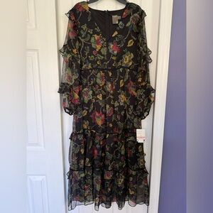 Taylor black floral cocktail dress